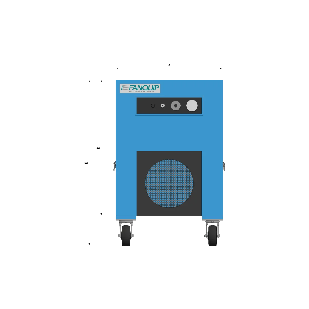 Negative Air Unit Front Solid View with Dimensions